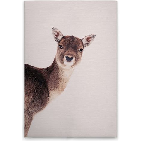 Leinwandbild Tiere Hirsch Rosa M1-No.51156 - Kunstdruck auf Leinwand in Beige Braun - Wandbild 30 x 45 cm (1/5)
