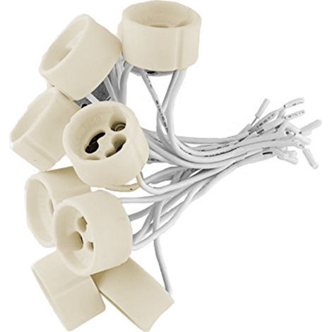 20pz Portalampada attacco gu10 in ceramica bianco 250V max 100w porta faretto