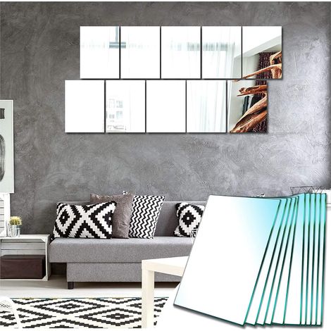 MINKUROW Espejo De Pared Adhesivo De Vidrio Rectangular Espejo Decorativo Adhesivo Decoración Del Hogar Para La Puerta De La Sala De Estar Del Dormitorio (Pulido Ordinario, 15x23 Cm, 10 Piezas) (1/5)