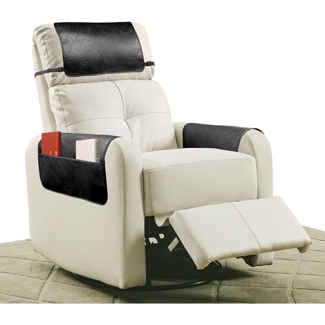 3-Piece Faux Leather Headrest Protector with Elastic Strap for Chair Armrest Covers, Headrest Cover, 22.8 x 14.6 inches, Black (1/5)