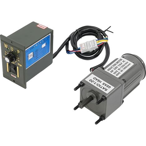 Motoréducteur 220V 6W avec Variateur de Vitesse, Moteur à Engrenages AC 20K 0-68 tr/min, Silencieux, Boîtier en Aluminium (1/5)