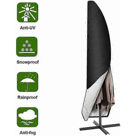 Housse de parasol noire 265 cm, imperméable, en tissu Oxford. (1/3)