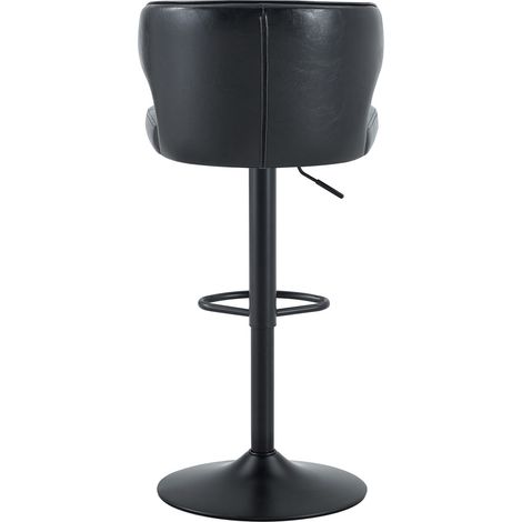 Set di 2 sgabelli da bar neri in PU con schienale, altezza regolabile e rotazione 360° (1/5)