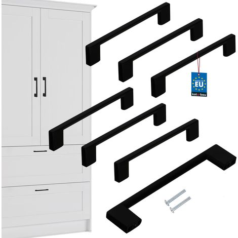 Set mit 6 länglichen Küchengriffen, mattschwarz, 148 mm, für Schrankschubladen