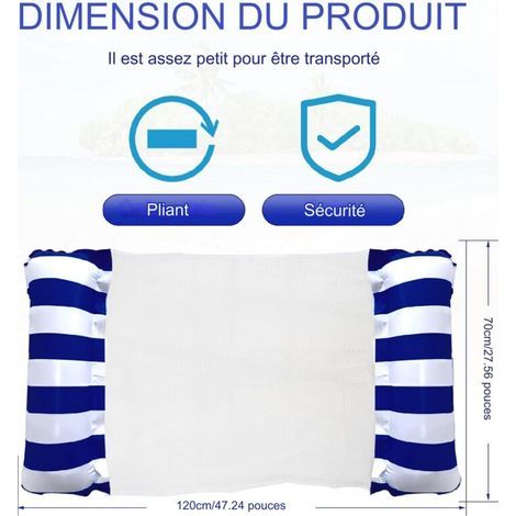 2 Pièces Hamac Flottant Piscine, 4 en 1 Multi Usage Hamac Gonflable Piscine avec Maille, Fauteuil Gonflable pour Adultes et Enfants, Portable Flottantes Hamac Lit pour Voyage, Piscine (1/4)