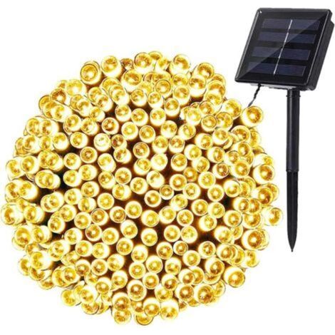 Guirlande Lumineuse Exterieur Solaire, 22M 200 LED Noel Lumineuse Solaire 8 Modes Etanche Lumière Lampe Décoratives pour Noel Jardin Patio Arbres Clôture Mariage Terrasse Maison, Blanc Chaud (1/5)