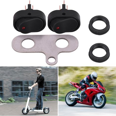 Interrupteur d'éclairage LED 12V pour moto/scooter, avec témoin rouge et fixation en C, marche/arrêt (1/5)