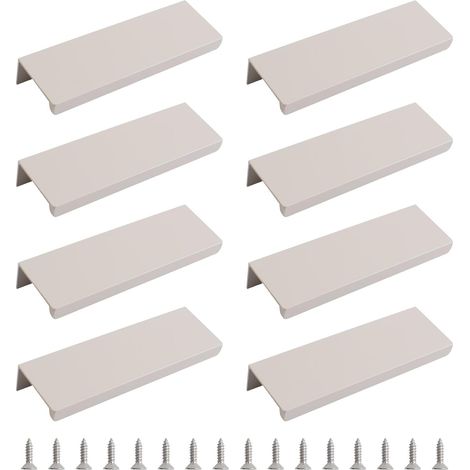 Paquete de 8 tiradores ocultos de estilo moderno, tiradores de cajón en ángulo recto, tiradores invisibles de aleación de aluminio para herrajes de muebles, 120 mm/gris cachemira (1/5)