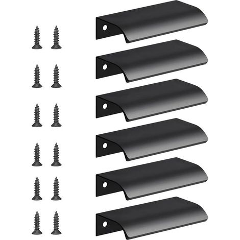 (6pcs) Poignée d’Armoire, Invisible Poignées Meuble Tiroir, Poignées de porte Dissimulées Poignée Encastrée Affleurante Pour, Distance du Trou-64mm (1/5)
