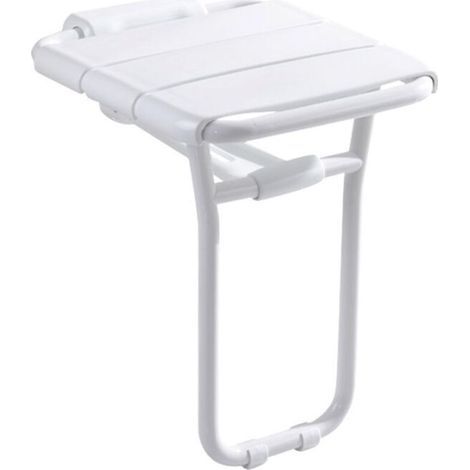 White epoxy-coated aluminum folding shower seat – 200 kg capacity – Corrosion resistant – Easy wall installation (1/5)