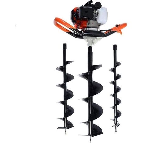 Tarière 52 cc 2 temps pour clôtures, plantes et poteaux - Livré avec embouts de 4", 6" et 8", 2,4 CV de puissance et embouts à changement rapide (1/5)