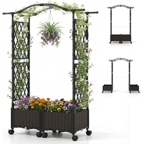 Jardinera vertical con enrejado y sistema de riego automático