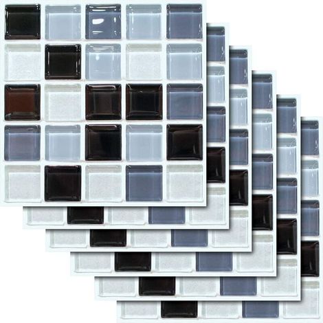 Ensoleille – Carrelage autocollant 3D mosaïque PVC-vinyle – Étanche et auto-adhésif – 20x20cm pour cuisine et salle de bain – Lot de 18 autocollants (1/5)