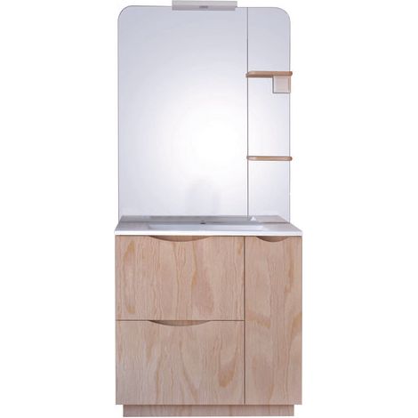 ONDEE ZEN - Meuble de salle de bain à poser PALERMO - 80cm - Bois - mélaminé - Livré en kit (1/3)