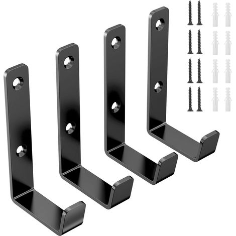 Gancho Pared - Acero Inoxidable - Para Garaje y Taller - Diseño En J - 4 Unidades (1/5)