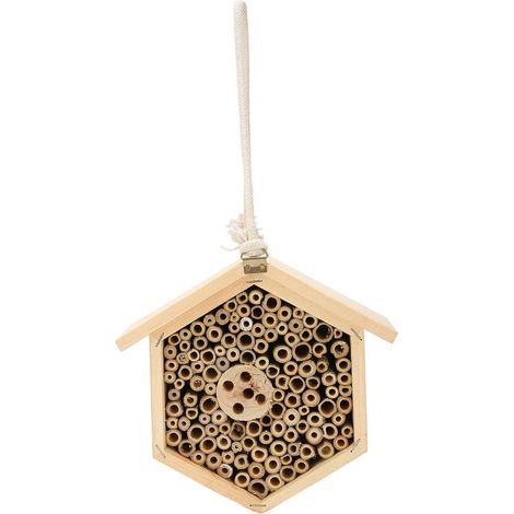 Maison insectes bois + bambou – corde chanvre – abri abeilles – décoration jardin – aucun montage nécessaire (1/5)