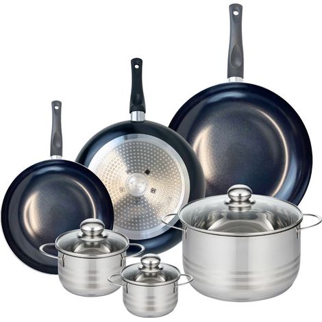 Ensemble de 3 Poêles de cuisson 24, 28 et 32 cm et 3 faitouts 12, 14 et 24 cm Elo Prima Brillant (1/5)
