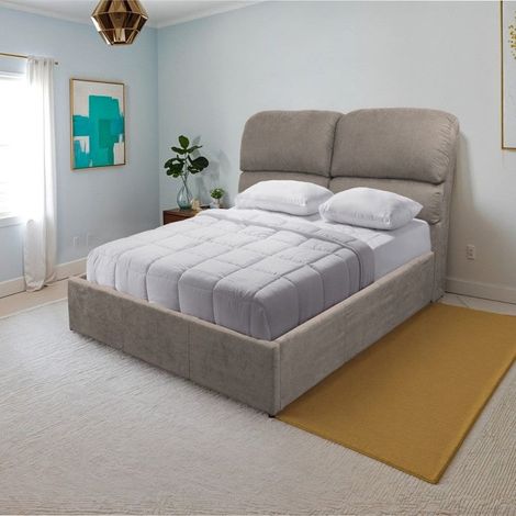 Letto contenitore una piazza e mezza in tessuto colore tortora 178x222x120H Sofaback (1/5)