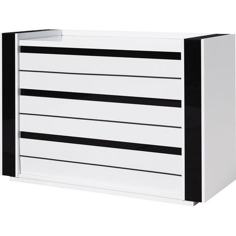 Cómoda LINA blanca y negra con LED – 124 x 87 x 50 cm
