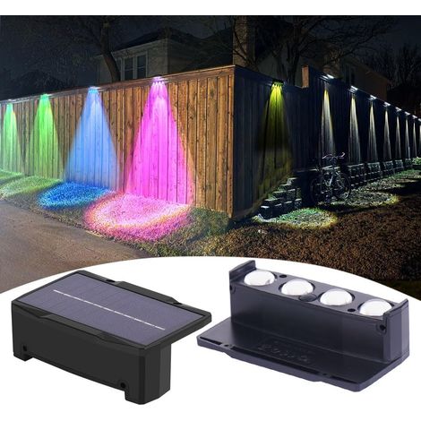 Applique Murale Exterieure Sans Fil Lampe Solaire,CCT Lampe Solaire Exterieur Jardin Up Down Réglable,IP65 Étanche Lumière Exterieur pour Clôture,Cour,Patio-4PCS