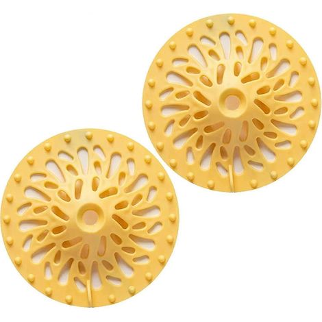 Récupérateur de cheveux pour bonde de douche, résistant, en silicone, lot de 2 - jaune (1/3)