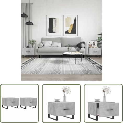 The Living Store Couchtische 2 Stk. Betongrau 50x50x40 cm Holzwerkstoff - Couchtisch - Wohnzimmerstil - Holzwerkstoff Möbel - Sideboard - Grau Sofa Tisch (1/5)