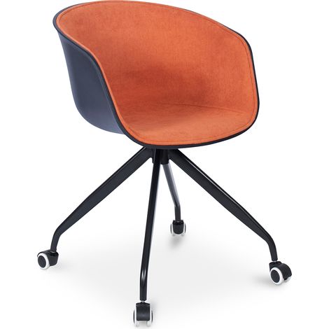 Chaise de bureau tapissée avec accoudoirs - Chaise de bureau à roulettes - Noir et blanc - Jodie Orange (1/5)