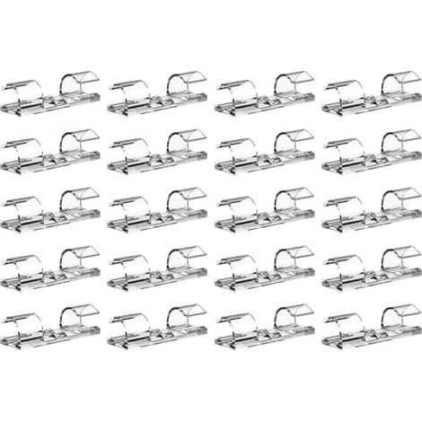 Selbstklebende Kabelclips – 20-teiliges Kabelmanagement-Set, transparente Kabelhalter, selbstklebendes Kabelbindersystem, Wandverlegungszubehör für Auto, Büro, mittlere Größe (1/5)