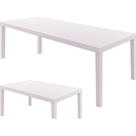 TAVOLO IN RESINA INDO BIANCO ALLUNGABILE 150-220X90 (1/2)