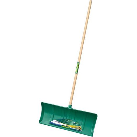 Leborgne – Poussoir polymère vert 65 cm – Manche bois certifié PEFC – Spécial grande surface pour neige et grain