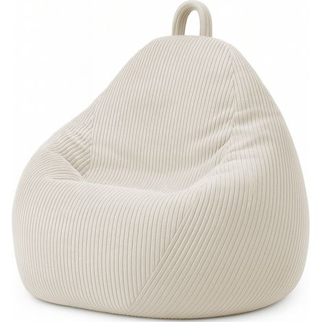 Pouf poire déhoussable velours côtelé - 80x70 cm beige