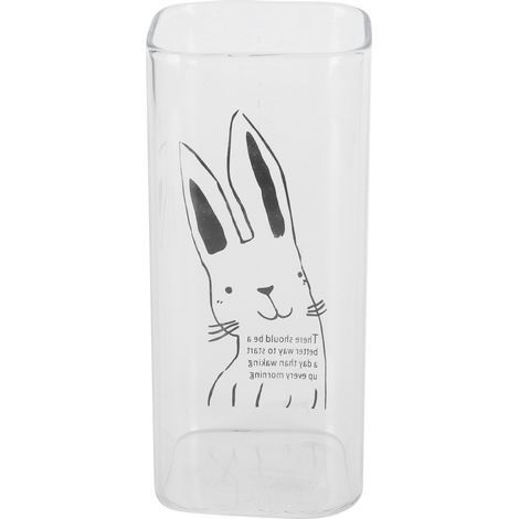 Mug en verre opalin imprimé de 400 ml, motif lapin, idéal pour le thé, le café et le petit-déjeuner. (1/5)