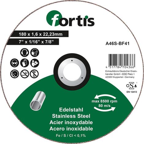 Trennscheibe Edelstahl 180 x 1,6mm gerade FORTIS (1/2)