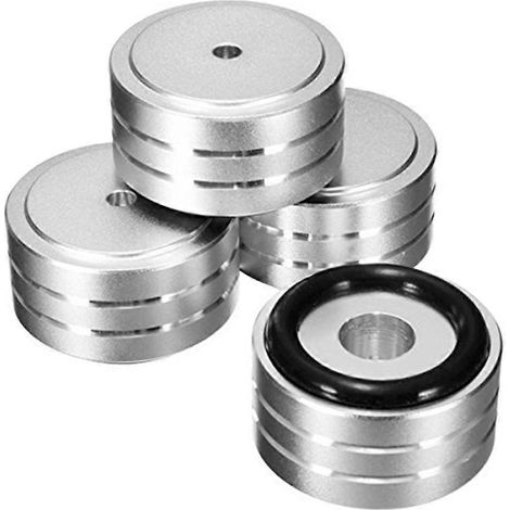 4 Stück 40 x 20 mm Aluminium HiFi-Verstärker-Lautsprecher-Isolationsständer (Silber)
