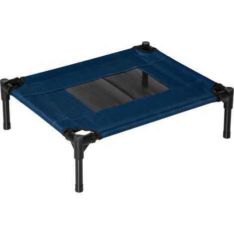 Lit surélevé pour chien chat animal domestique en tissu Oxford microperforé bleu noir 61x46x18 cm (1/5)