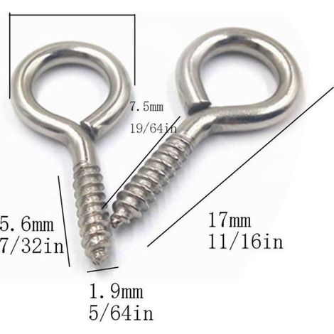 Vis À Œillet - Acier Au Carbone - 17 mm - Pour Bois Et Bricolage - 100 Pièces (1/2)