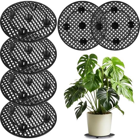 Lot de 6 supports pour plantes en pot de 30 cm, soucoupes rondes en plastique pour pots de fleurs, soucoupes avec grille de drainage, supports pour plantes d'intérieur et d'extérieur, bacs à bonsaï, j (1/5)