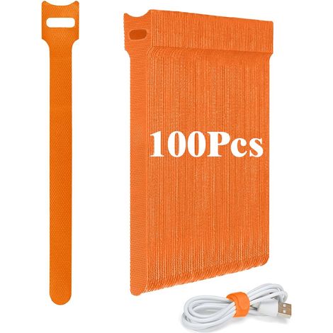 Lot de 100 serre-câbles auto-adhésifs réutilisables 12 x 150 mm Câble de charge Hook (1/5)