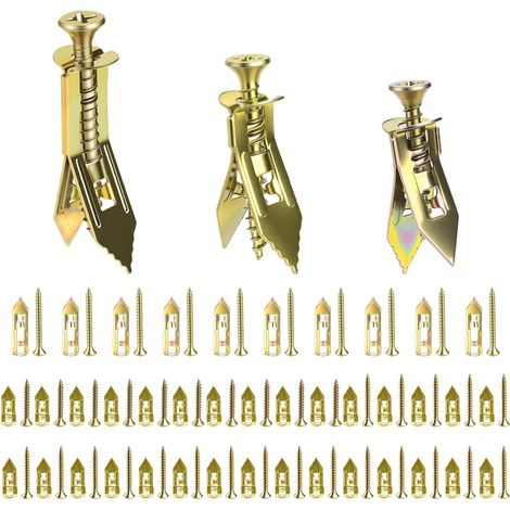 80 Set de Chevilles pour Plaques de Plâtre avec Vis Autoforeuse, Chevilles Autoperceuses en Métal, Cheville Métalliques avec Vis Fixations pour Plaques de Plâtre miroirs tableaux(40+40) (1/5)