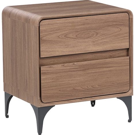 Mesita de noche con 2 cajones de MDF almacenaje dormitorio marrón oscuro Cowell (1/5)