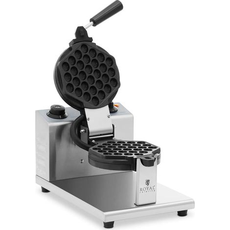 Gofrera profesional redonda 1 gofre de burbujas 1200 W acero inoxidable aluminio teflón plateado 140009104 (1/5)