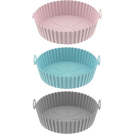Lot de 3 Ronds Revêtements Silicone pour Friteuse, Réutilisables Antiadhésifs, Tapis de Cuisson pour Plaque et Four, Accessoires de Cuisine (1/5)