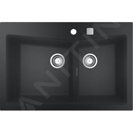 Évier composite K700 31657 2 cuves 838x559mm encastré gauche en granit noir