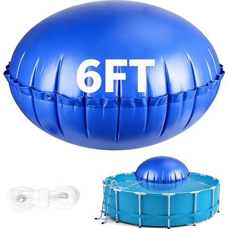 AMXCNOY Coussin d'air rond 180 cm pour piscine hors-sol, coussin égalisateur de glace en PVC résistant au froid avec corde de fixation 15 m (1/5)