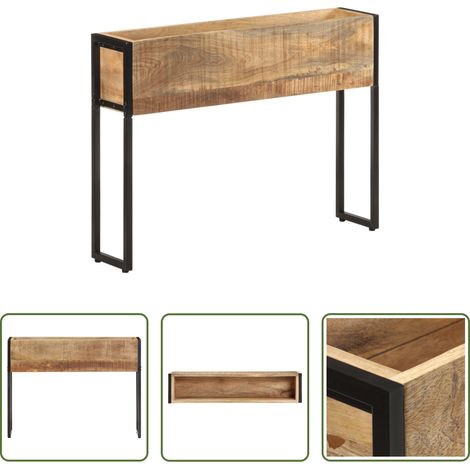 Bac à plantes - Jardinière 90x20x68 cm Bois de manguier brut (1/5)