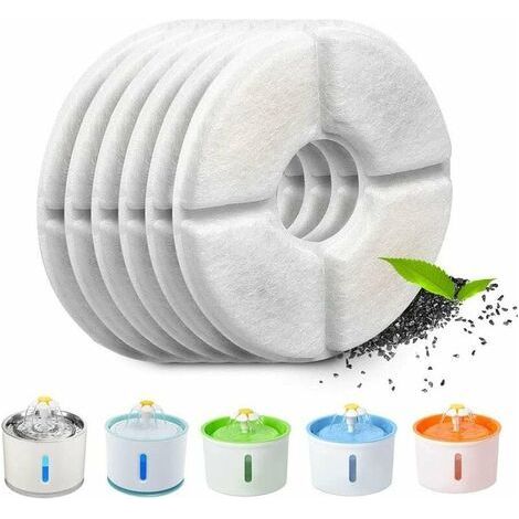 Juego de 6 filtros automáticos para bebederos de gatos, con resina y carbón activado, filtro de agua de repuesto para gatos y perros (redondos). (1/5)
