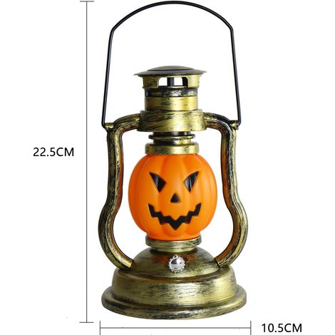One Piece Lanterne d'Halloween Portable Lampe Solaire Décorative Petite Lampe à Huile d'Halloween Rétro Lanterne de Citrouille d'Halloween Décoration d'Halloween de Thanksgiving-Visage de Citrouille e