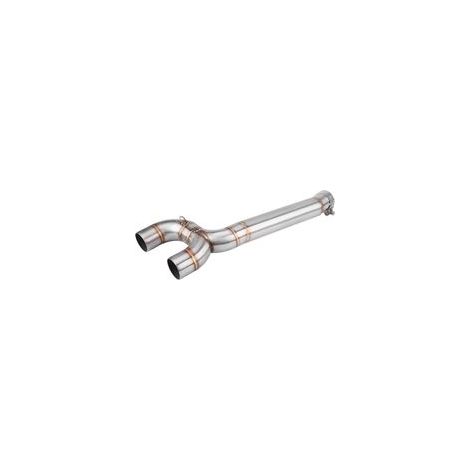 Sistema de escape completo para motocicleta: tubos de acero inoxidable de alta resistencia, ajuste universal, acabado brillante.