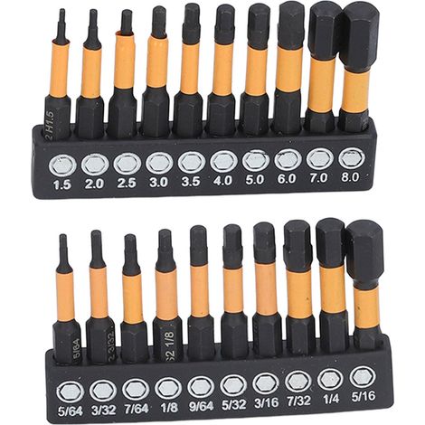 Ensemble de Bits Hexagonaux Métriques Impériaux, Bit de Perceuse à Point Fendu, CNC Usinée, Magnétique, 20pcs avec Boîte de Rangement pour Meubles, Garage, Automobile (1/5)