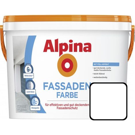 Alpina Fassadenfarbe 2,5 l Weiß Matt Außenfarbe Wandfarbe Wasserabweisend (1/2)